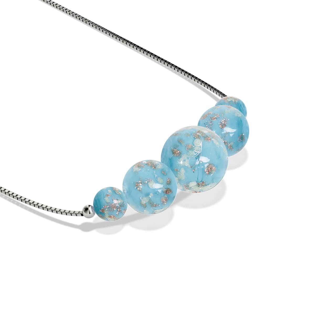 Bracelet de cheville avec fermoir infini en verre Firefly en argent sterling 925 | Cerulean